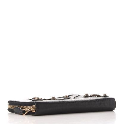 Balenciaga Agneau Giant 12 Rose Gold Hardware Continental Zip Around Wallet Black 4 of 8