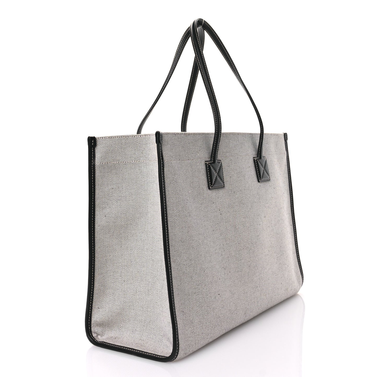 Canvas Smooth Calfskin Medium Two Tone Freya Tote Black
