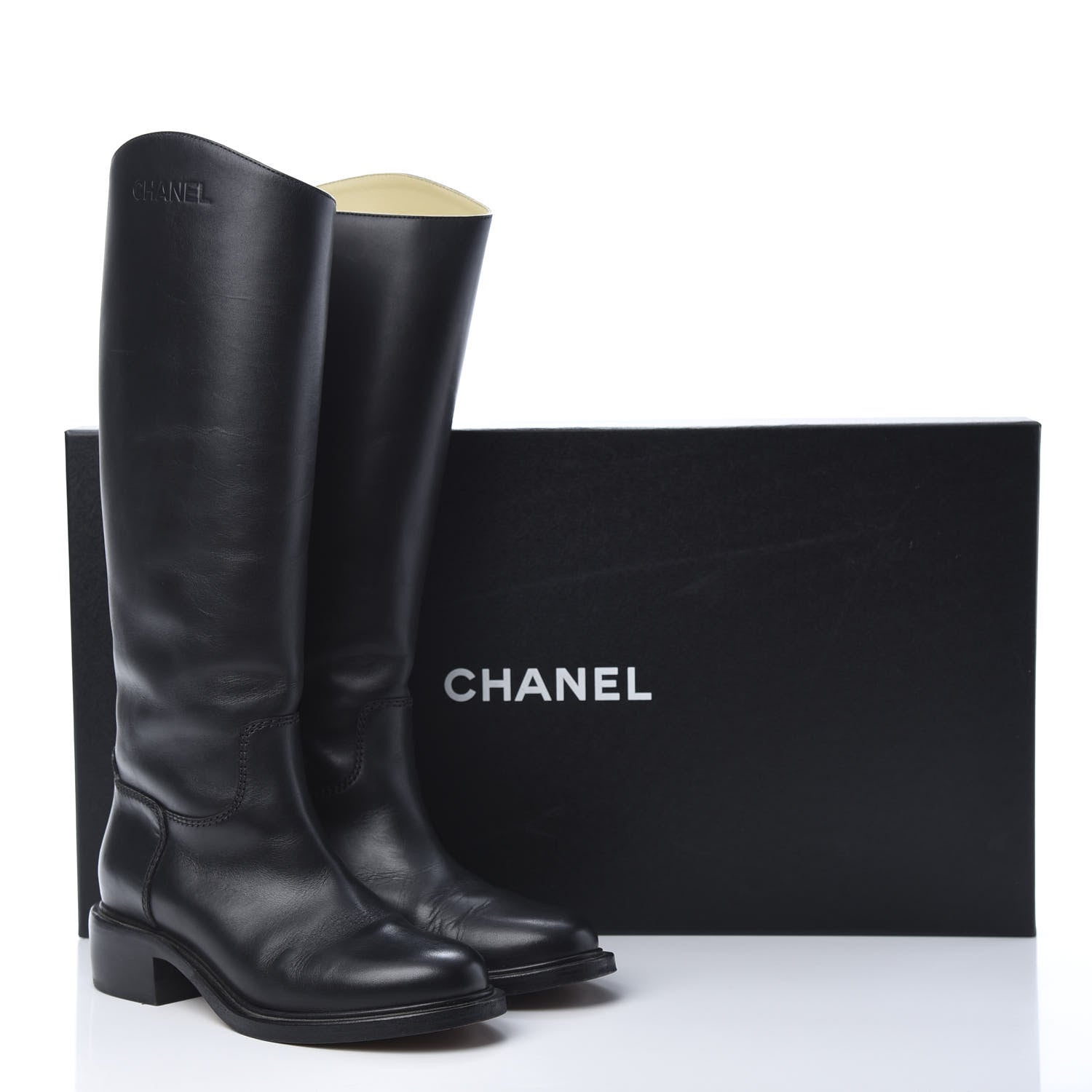 Chanel Calfskin Knee High Boots 39 Black 16 of 16