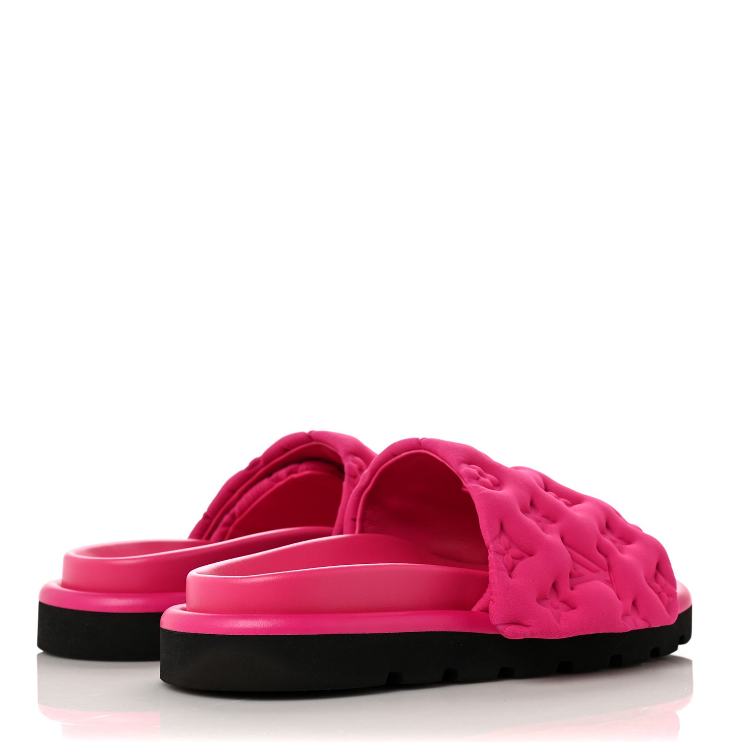 Technical Fabric Embossed Monogram Pool Pillow Comfort Mules 37 Fuchsia