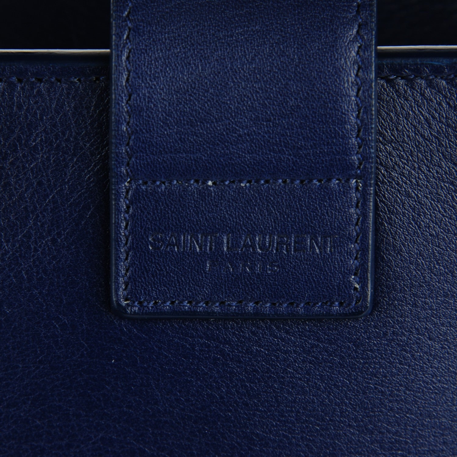 Saint Laurent Calfskin Monogram Baby Cabas Blue 6 of 7