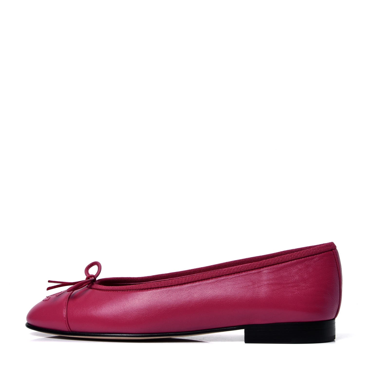 Chanel Goatskin Cap Toe CC Ballerina Flats 35.5 Bright Pink 1 of 6