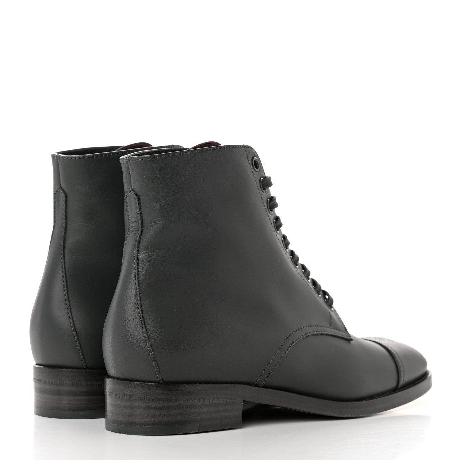 Chanel Calfskin Cap Toe CC Lace Up Boots 39 Dark Grey 4 of 14