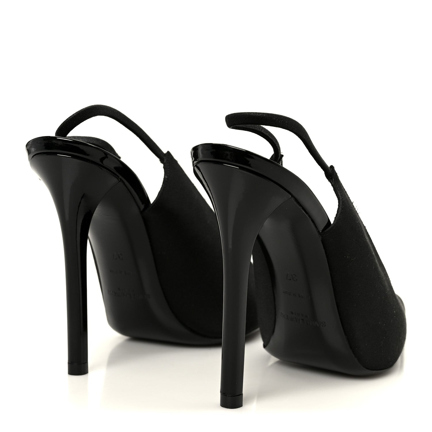 Saint Laurent Raso Regale Raven 110 Slingback Pumps 37 Black 5 of 10