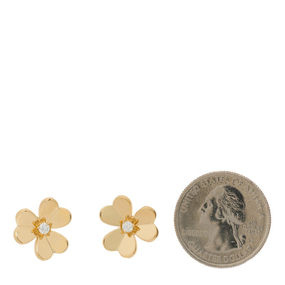 Van Cleef & Arpels 18K Yellow Gold Diamond Small Frivole Earrings 2 of 6