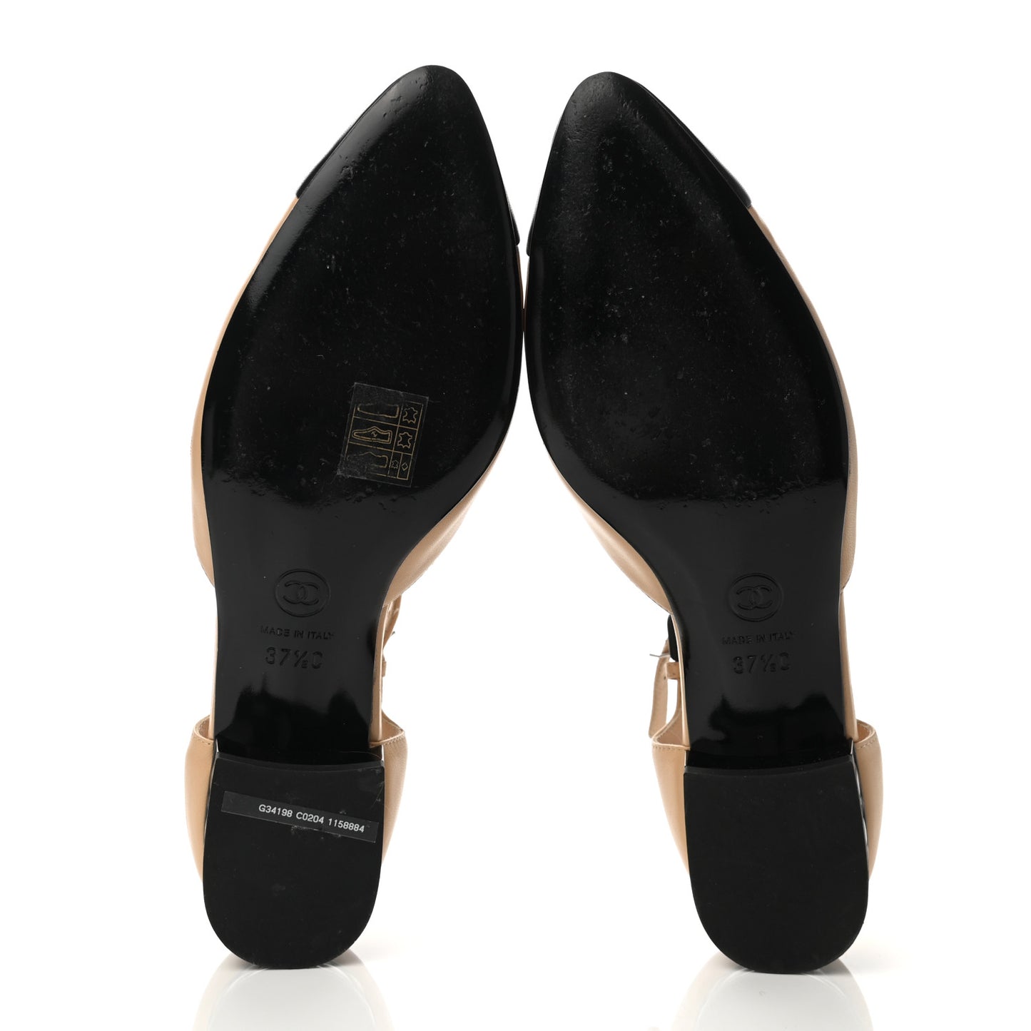 Lambskin Cap Toe CC Flats 37.5 Beige Black