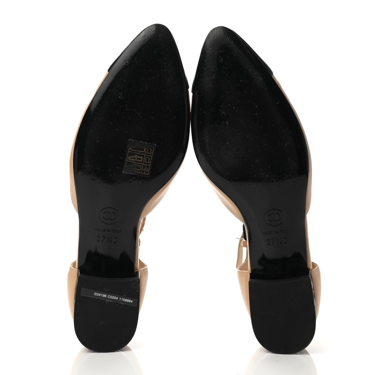 Chanel Lambskin Cap Toe CC Flats 37.5 Beige Black 5 of 8
