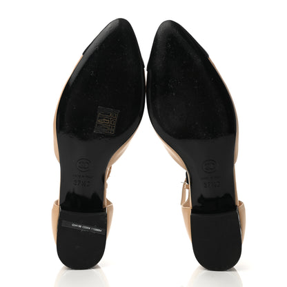 Chanel Lambskin Cap Toe CC Flats 37.5 Beige Black 5 of 8