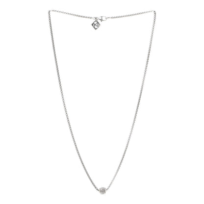 David Yurman Sterling Silver 18K White Gold Diamond Pave Ball Pendant Necklace 3 of 4