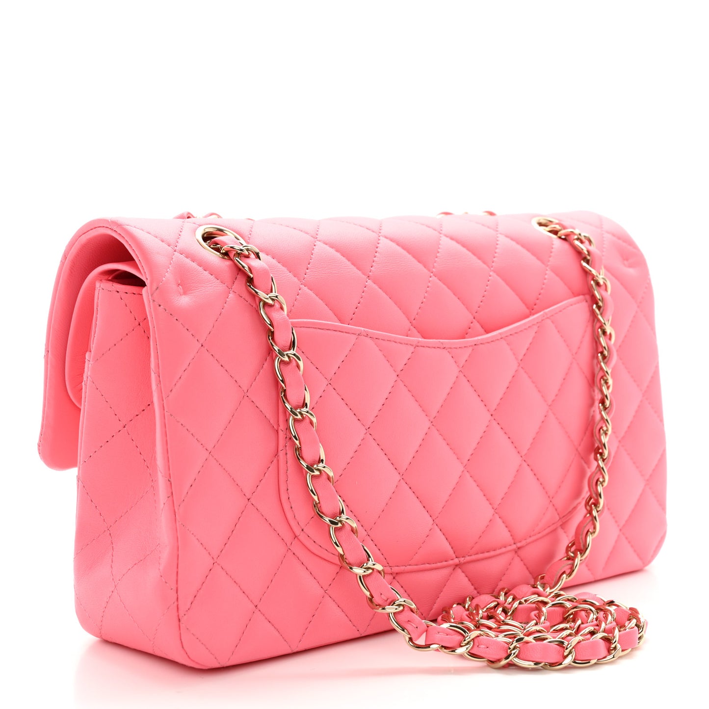 Lambskin Quilted Medium Double Flap Pink