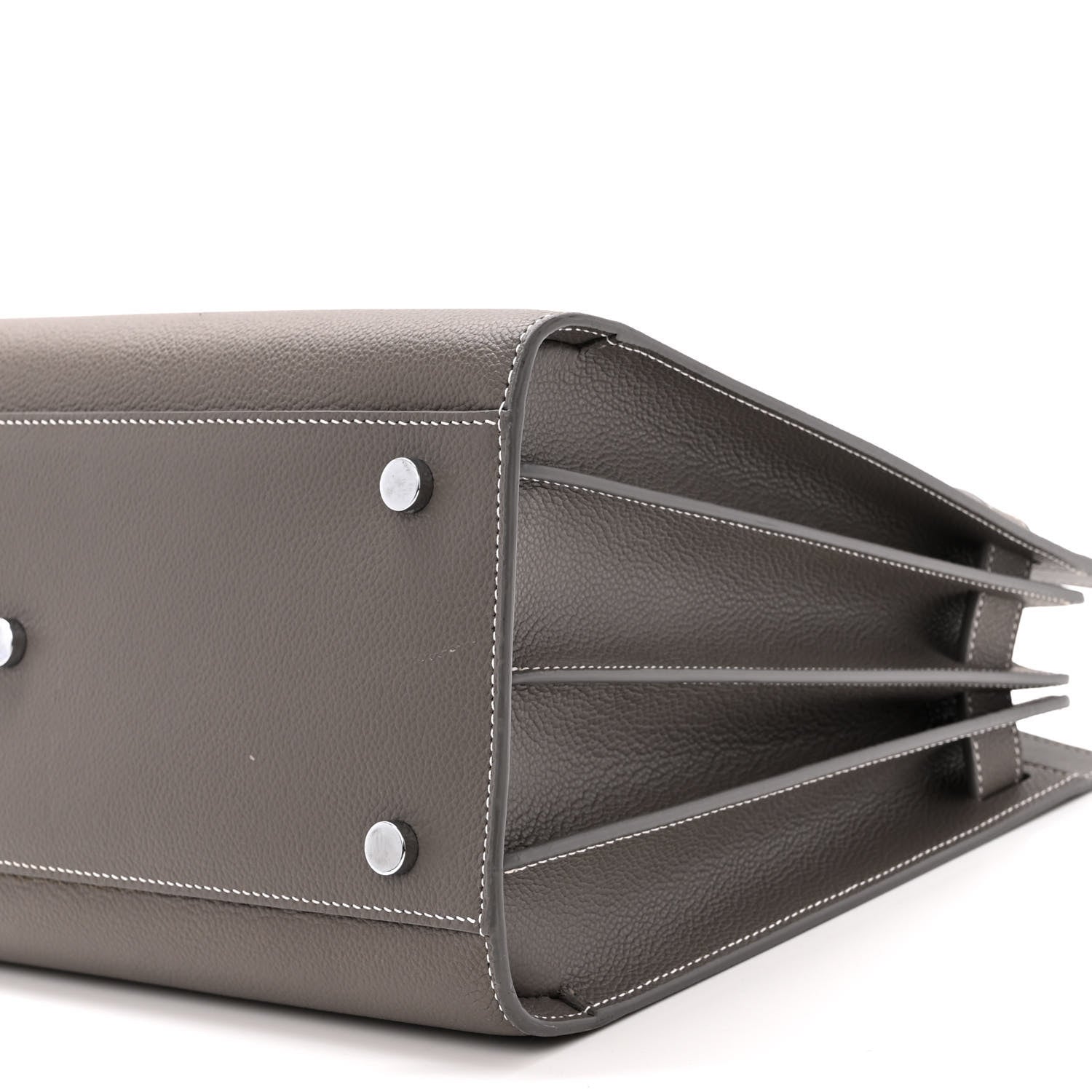 Saint Laurent Grained Calfskin Topstitch Small Sac De Jour Grey 9 of 13