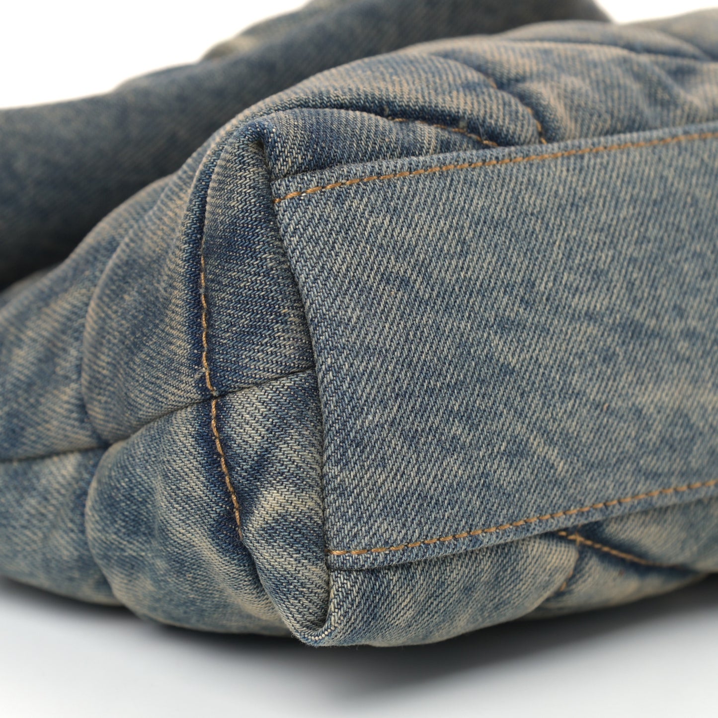 Denim Quilted Toy Loulou Puffer Monogram Chain Satchel Rodeo Blue