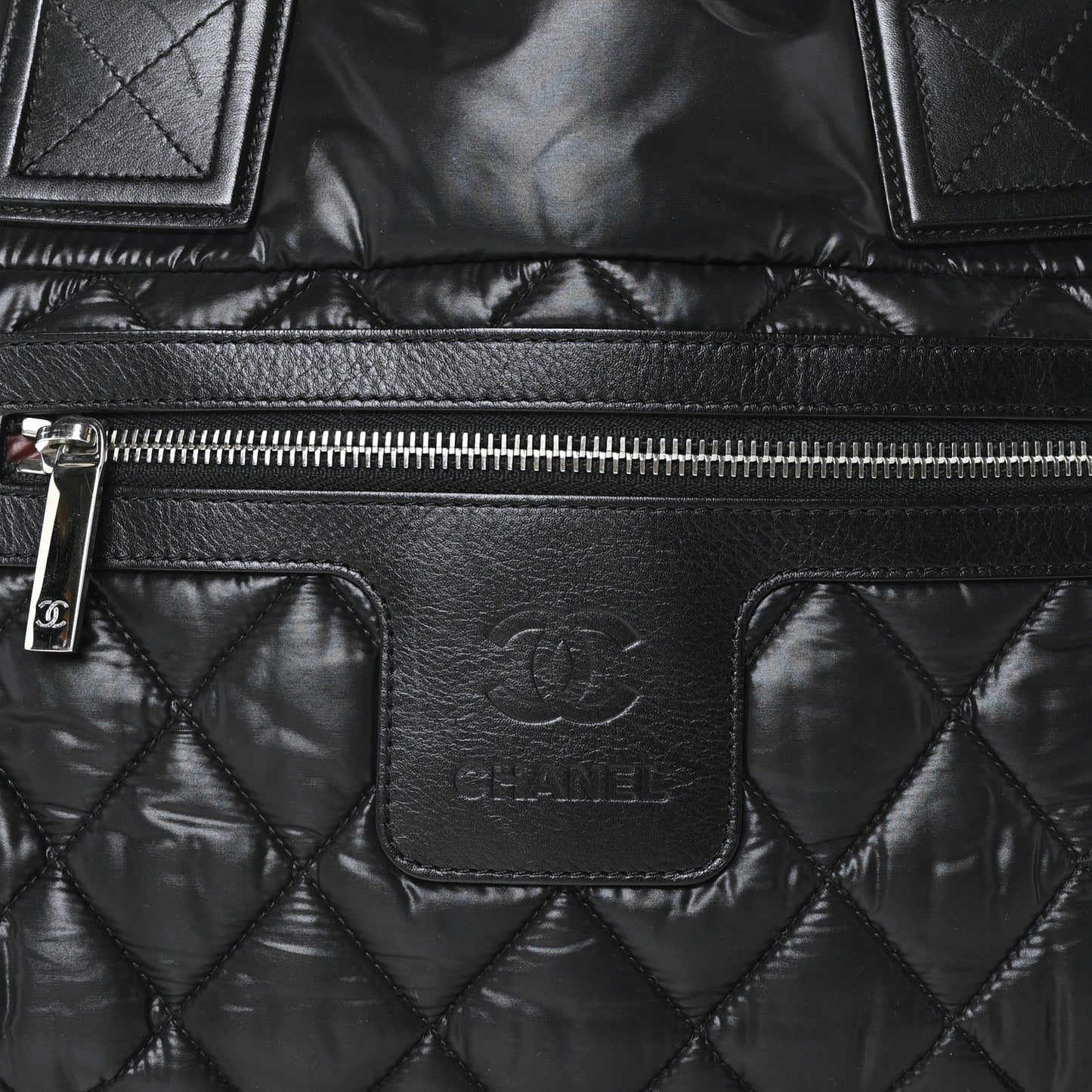 Nylon Quilted Small Coco Cocoon Tote Black