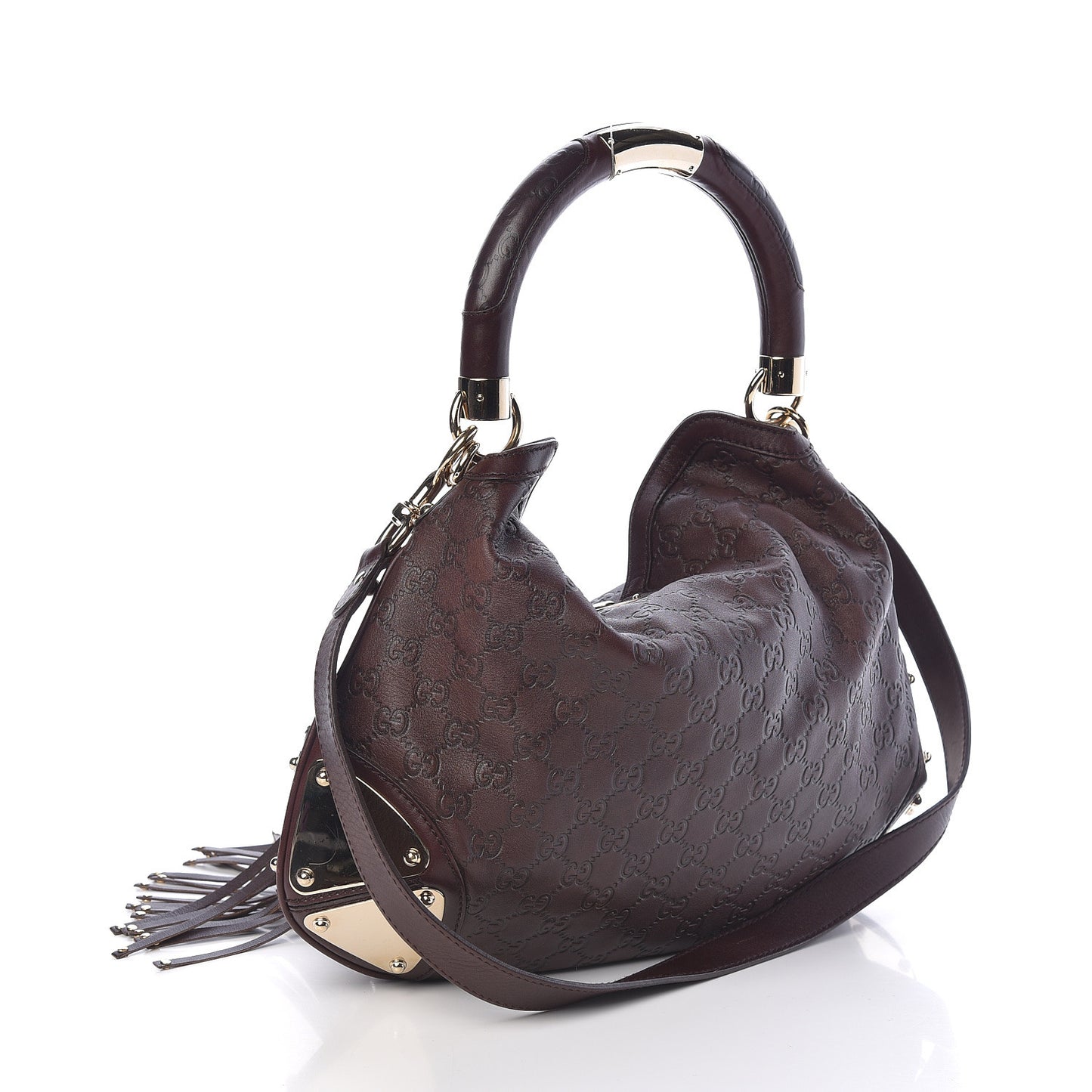 Guccissima Medium Indy Top Handle Hobo Dark Brown