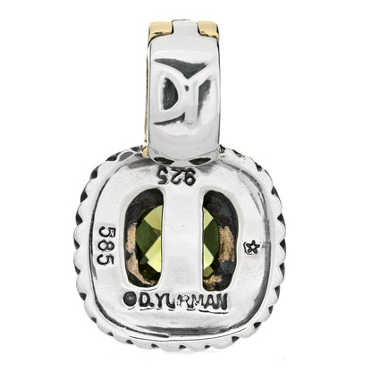 David Yurman Sterling Silver 14K Yellow Gold Peridot 7mm Albion Enhancer Pendant 3 of 3
