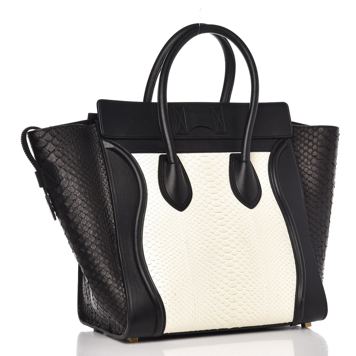 Celine Python Smooth Calfskin Mini Luggage Black White 3 of 10
