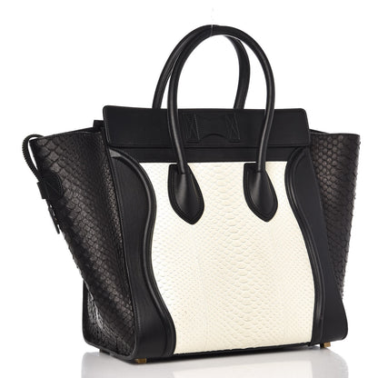 Celine Python Smooth Calfskin Mini Luggage Black White 3 of 10