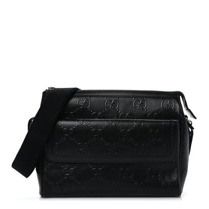 Gucci Calfskin GG Tennis Embossed Shoulder Bag Black 1 of 8