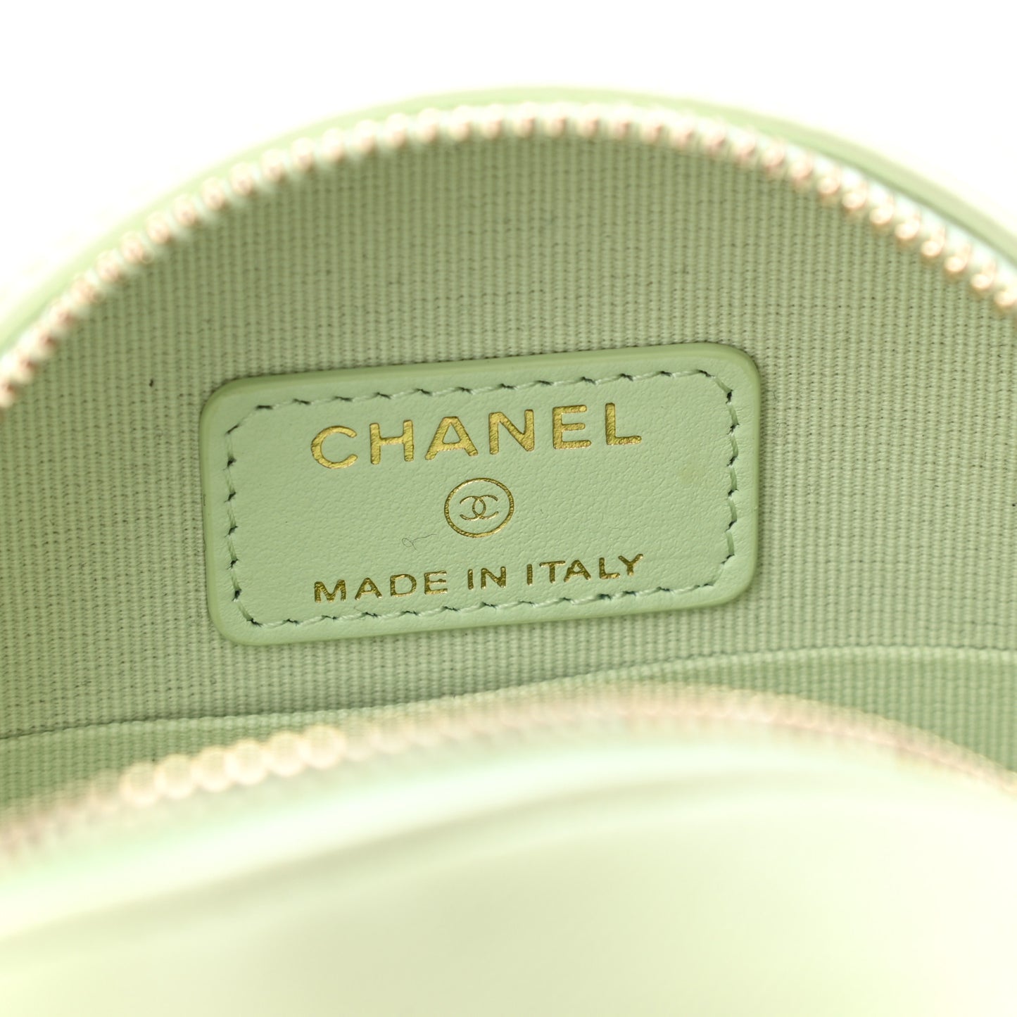 Lambskin Quilted Chanel 19 Round Clutch With Chain Light Green