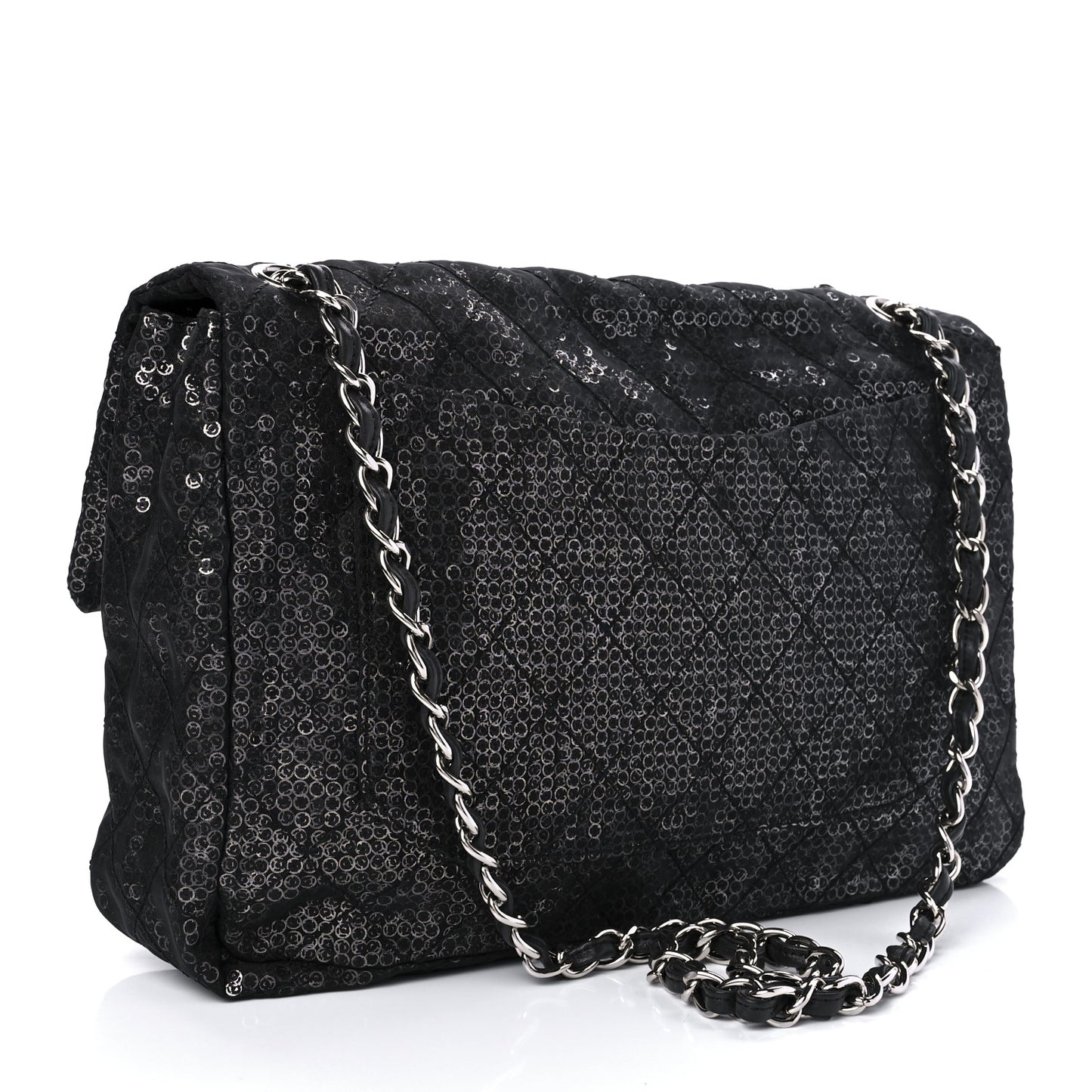 Hidden Sequin Maxi Flap Black