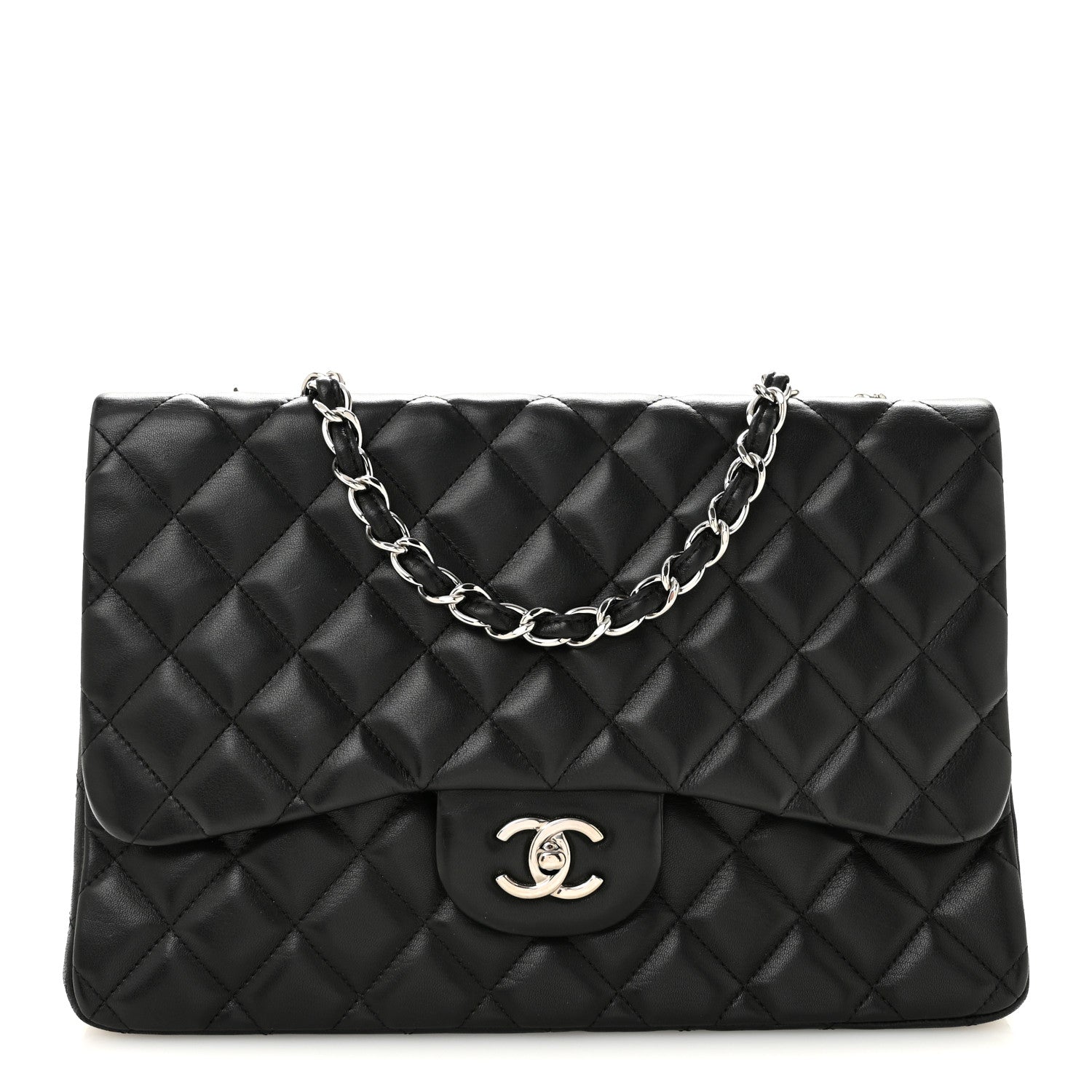 Chanel Lambskin Quilted Jumbo Single Flap Black 1 of 13