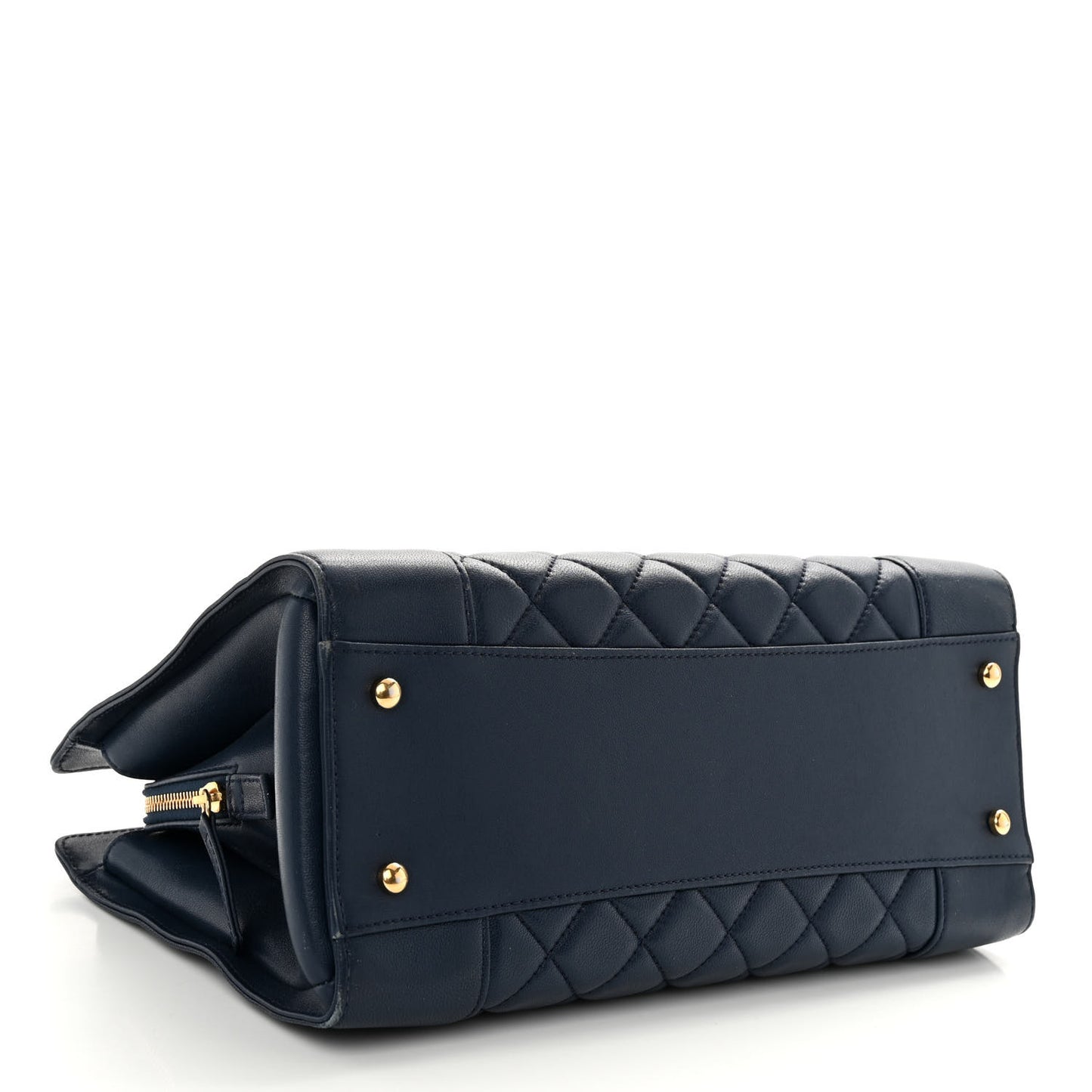 Sheepskin Quilted Mademoiselle Vintage Shopping Tote Navy