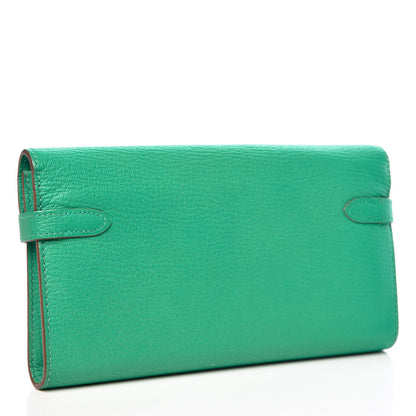 Hermes Chevre Mysore Kelly Longue Wallet Menthe 3 of 8