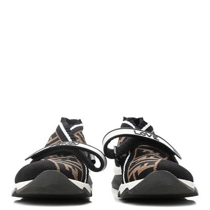 Fendi Stretch Yarn FF Stiff Band Rockoko Sneakers 39 Black White Tobacco 3 of 24