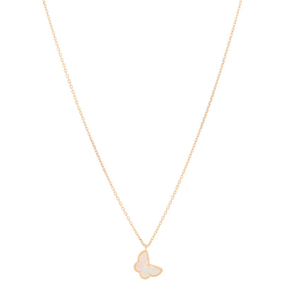 Van Cleef & Arpels 18K Yellow Gold Mother of Pearl Sweet Alhambra Butterfly Pendant Necklace 1 of 5