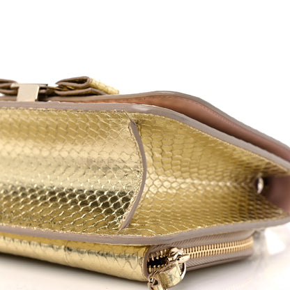 Salvatore Ferragamo Metallic Snakeskin Small Vara Chain Crossbody Gold 8 of 10