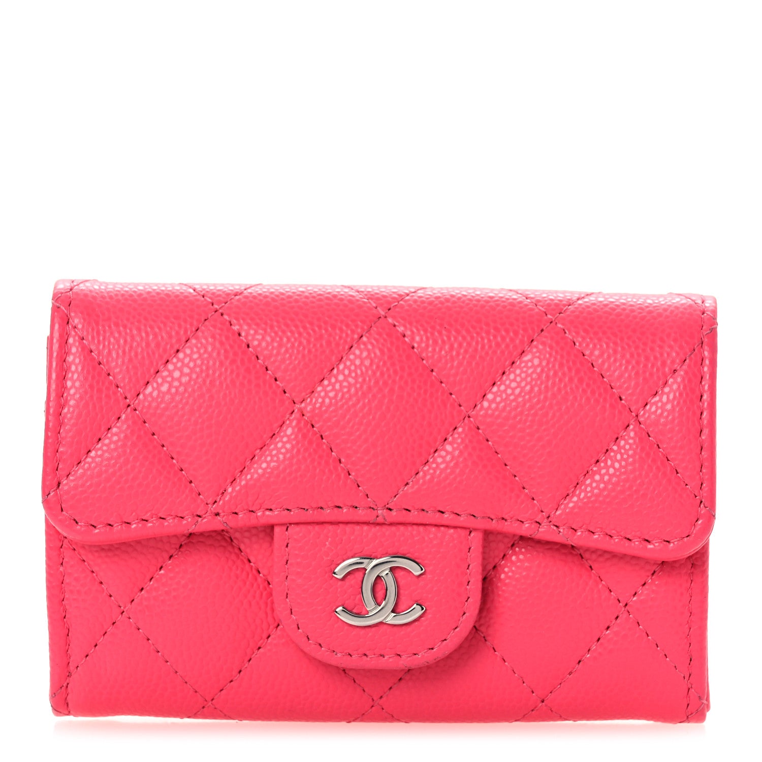 Chanel Caviar Quilted Flap Card Holder Wallet Fuchsia 1 of 9