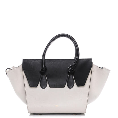 Celine Elephant Calfskin Small Bi-Color Tie Knot Tote White Black 1 of 9
