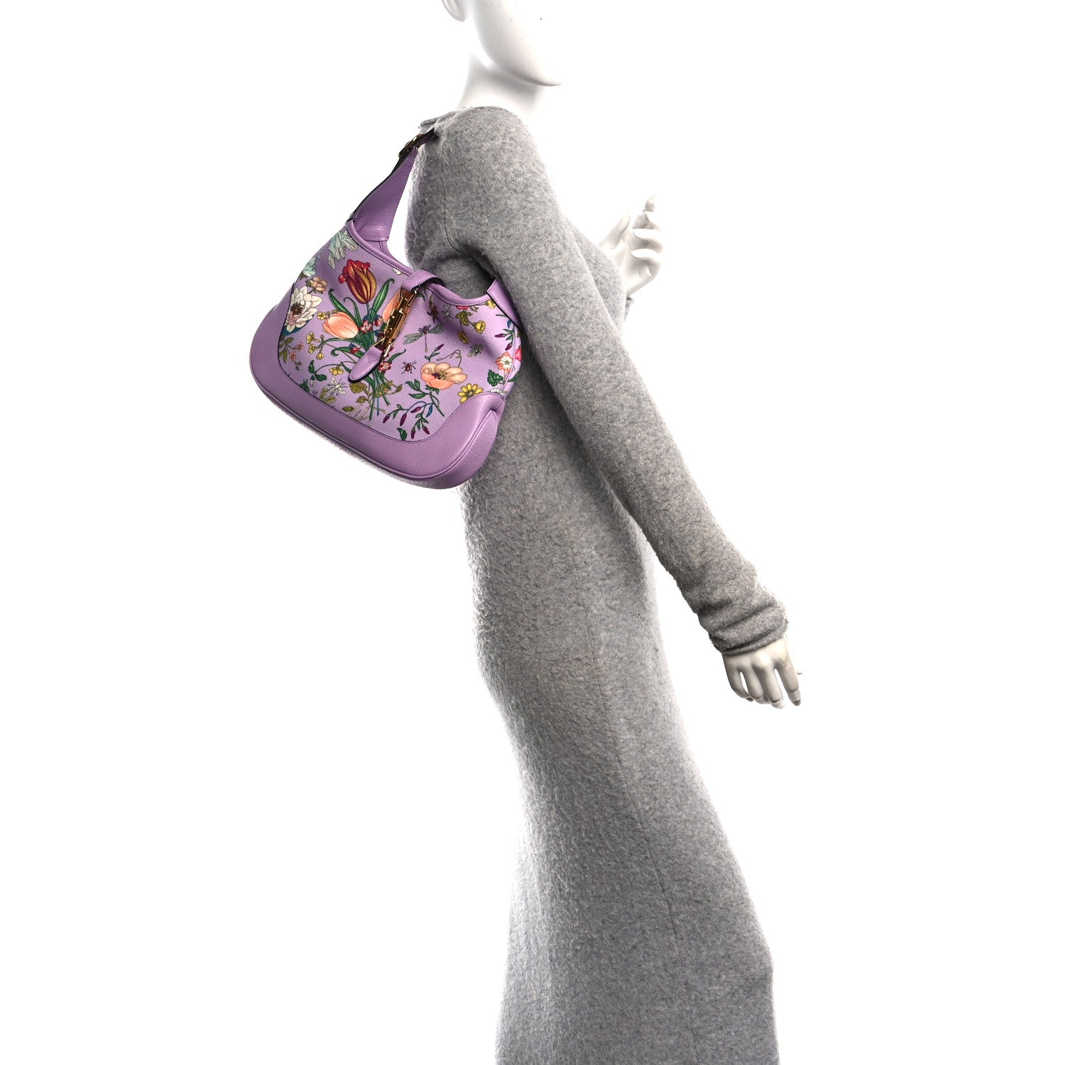 Gucci Canvas Flora Medium Jackie Hobo Lilac 2 of 10