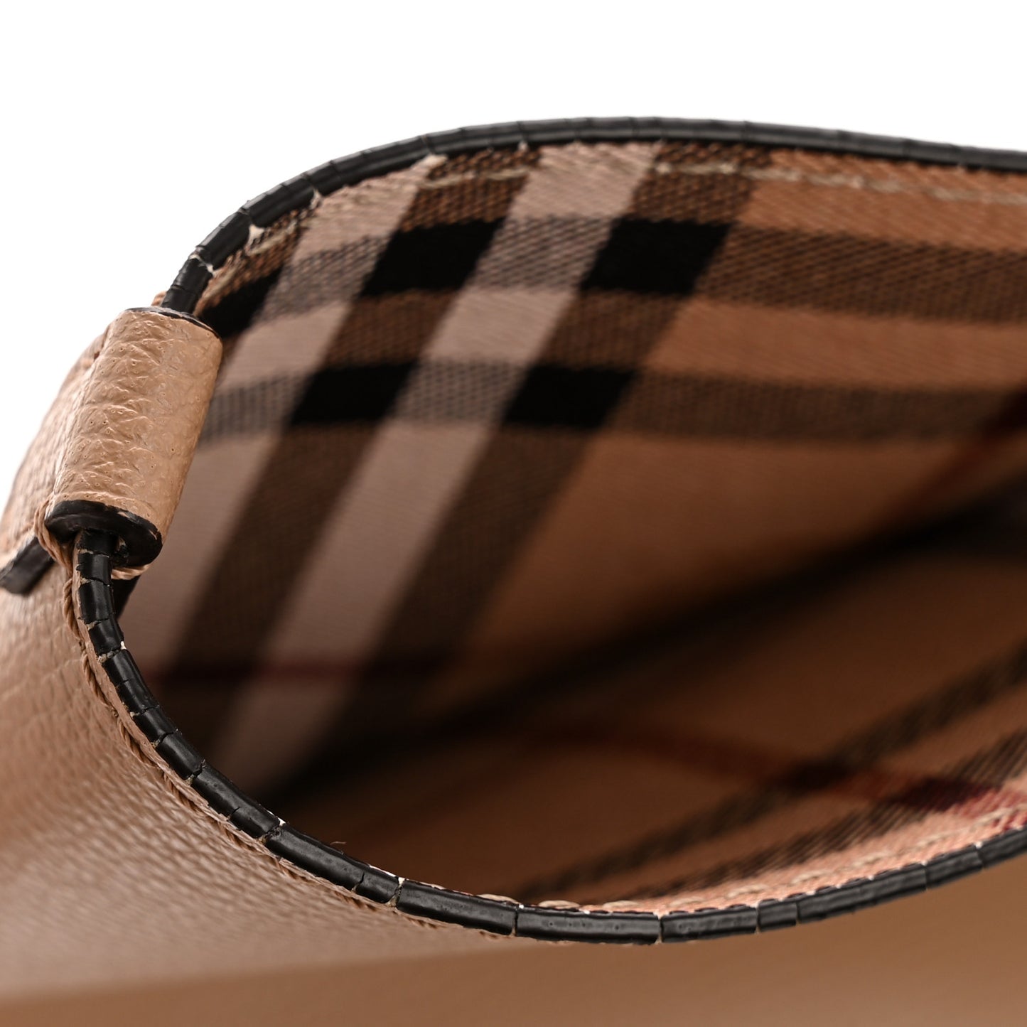 Grainy Calfskin Haymarket Check Medium Reversible Tote Camel