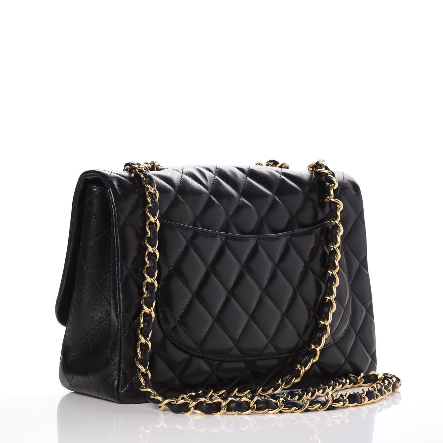 Lambskin Quilted Jumbo Single Flap Black