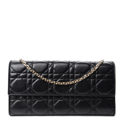 Christian Dior Lambskin Cannage Lady Dior Rendezvous Wallet On Chain Black 1 of 10