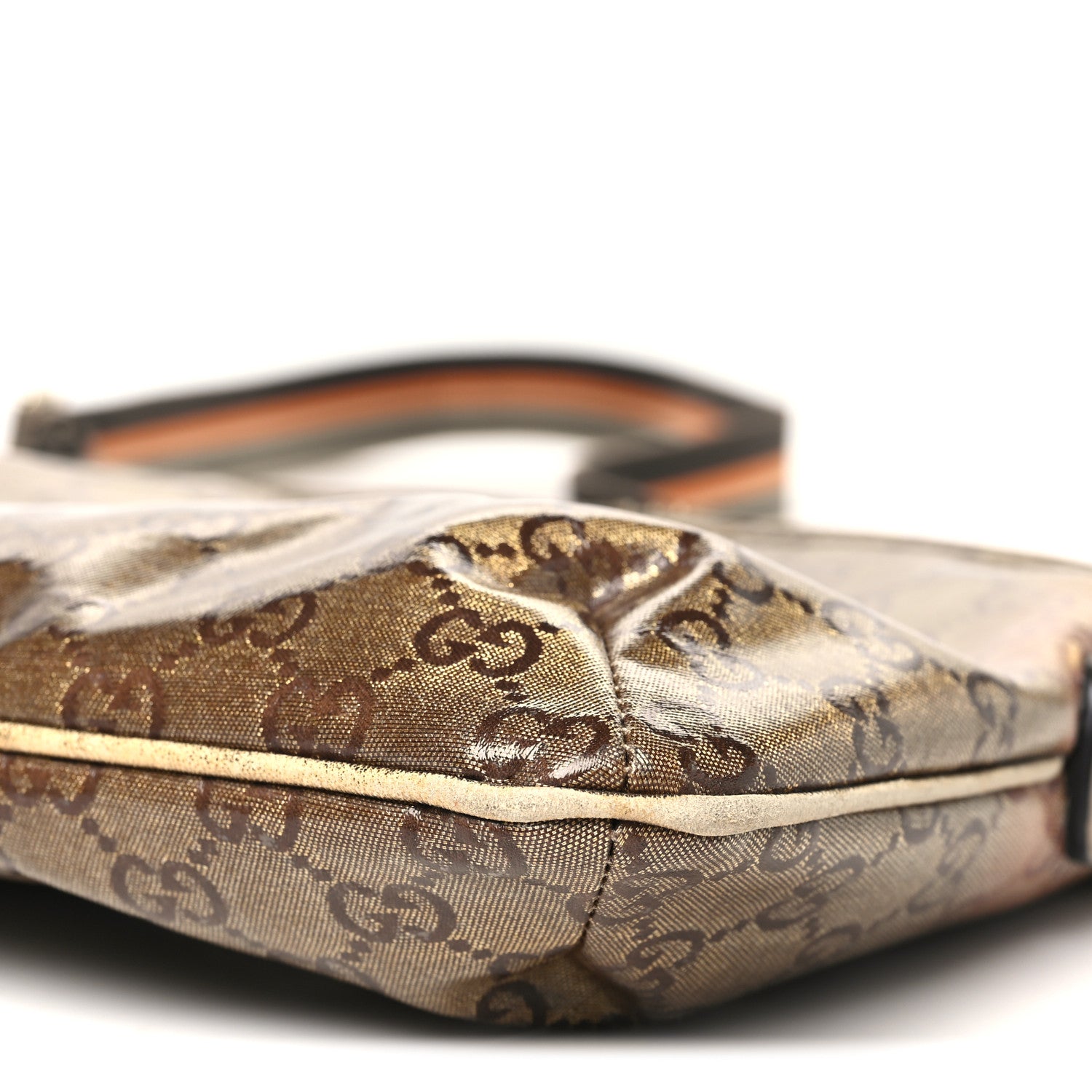 Gucci Crystal Monogram Web Small Flat Messenger Crossbody Bronze 10 of 13