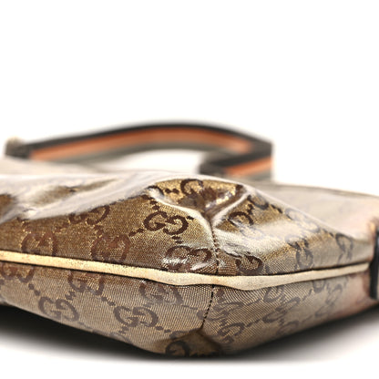 Gucci Crystal Monogram Web Small Flat Messenger Crossbody Bronze 10 of 13