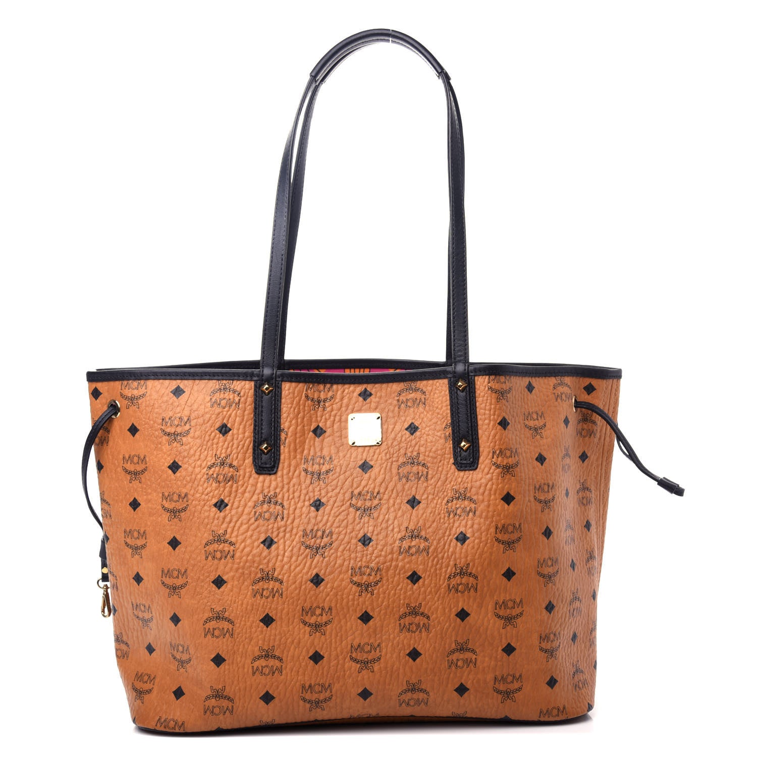 MCM Visetos Medium Project Reversible Shopper Tote Cognac 1 of 11