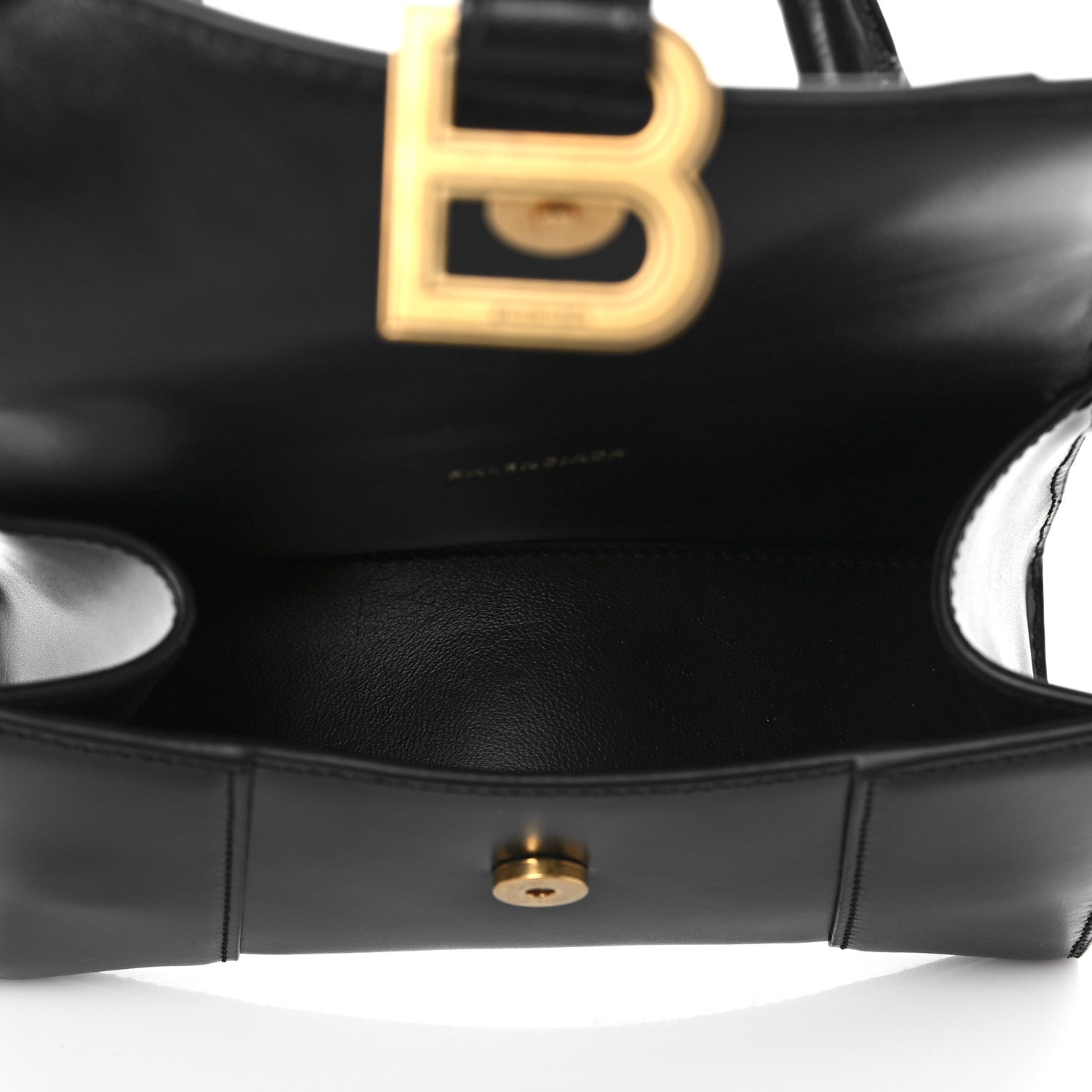 Balenciaga Shiny Box Calfskin Hourglass Top Handle Bag XS Black 5 of 9