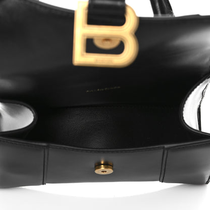 Balenciaga Shiny Box Calfskin Hourglass Top Handle Bag XS Black 5 of 9