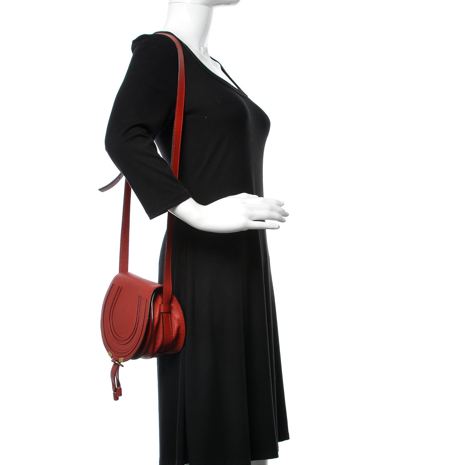 Chloe Calfskin Mini Marcie Round Crossbody Bag Dahlia Red 2 of 8