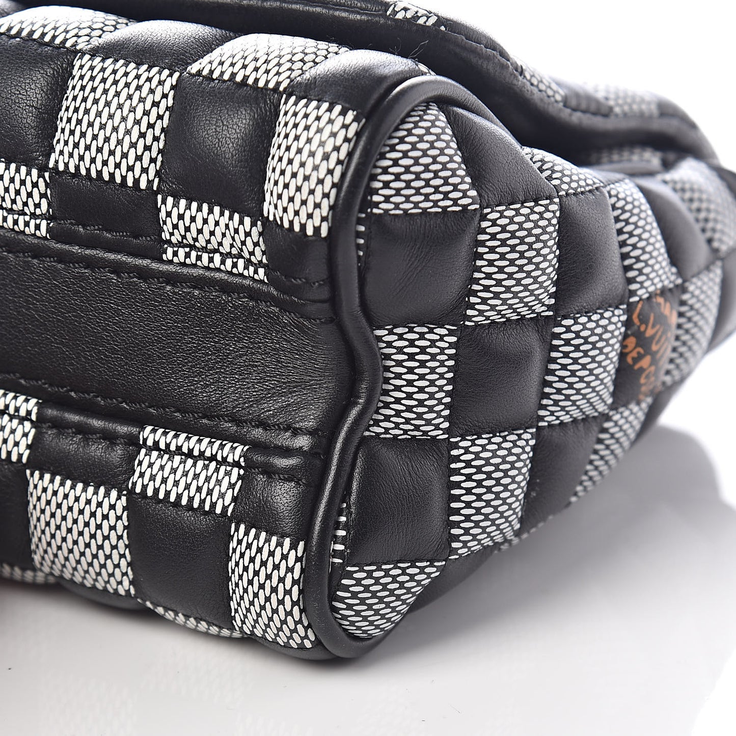 Calfskin Damier Twist Shoulder Bag BB Black White