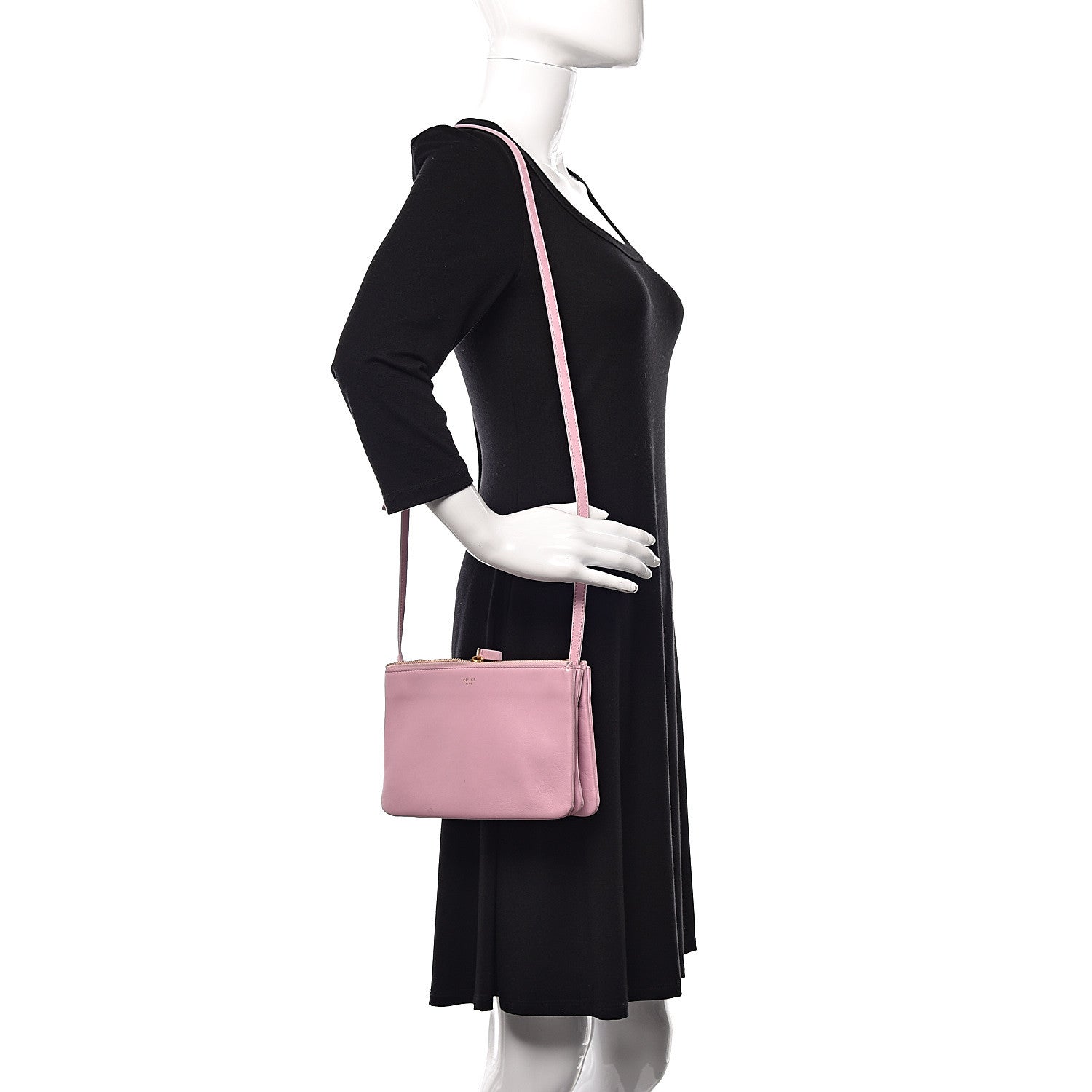Celine Lambskin Small Trio Crossbody Bag Antique Rose 2 of 19
