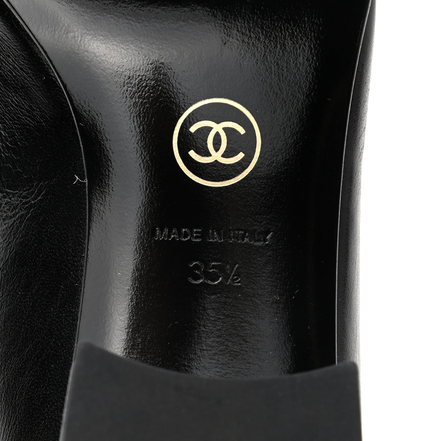 Chanel Crumpled Calfskin Cap Toe Chain Tall Boots 35.5 Black 6 of 7