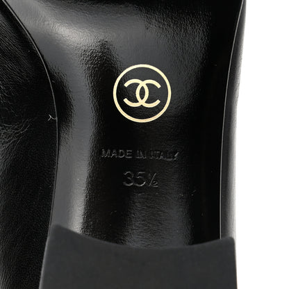 Chanel Crumpled Calfskin Cap Toe Chain Tall Boots 35.5 Black 6 of 7