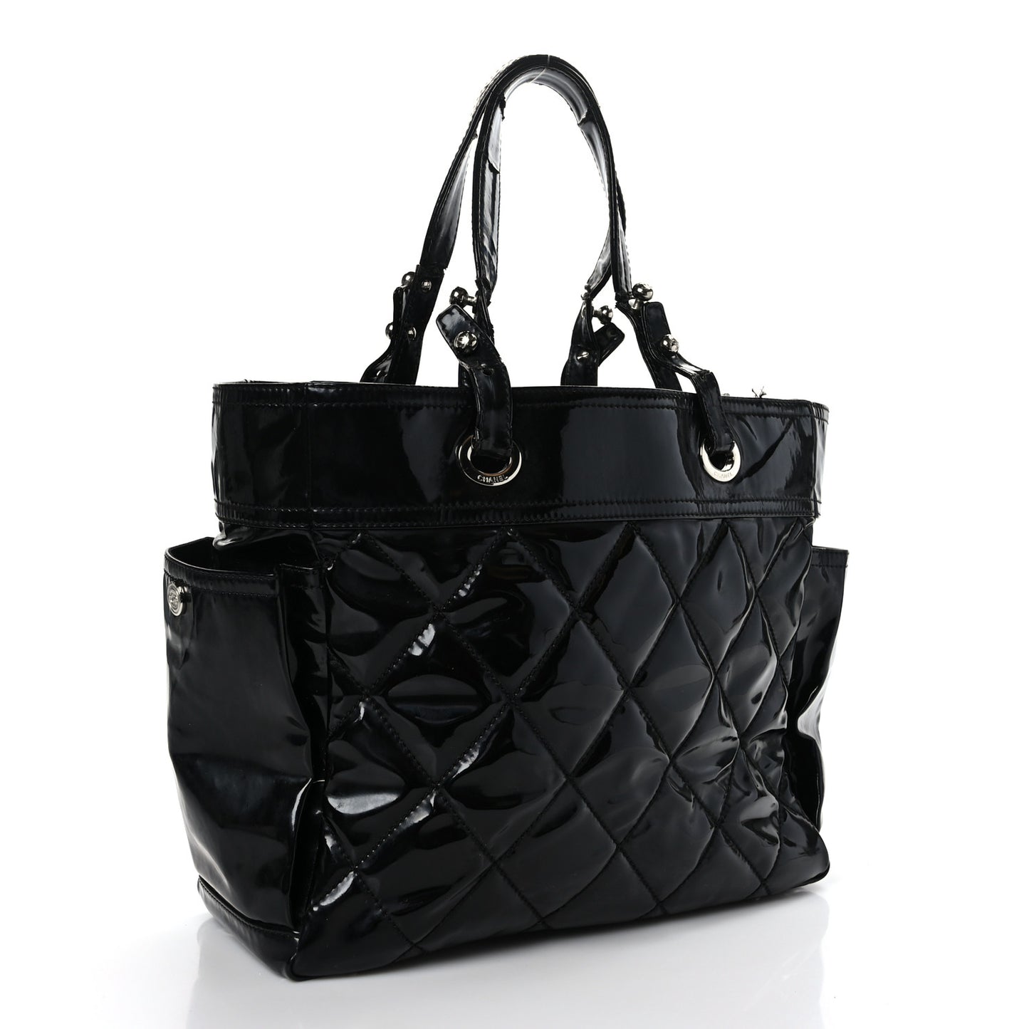 Vinyl Quilted Large Paris Biarritz Tote Black