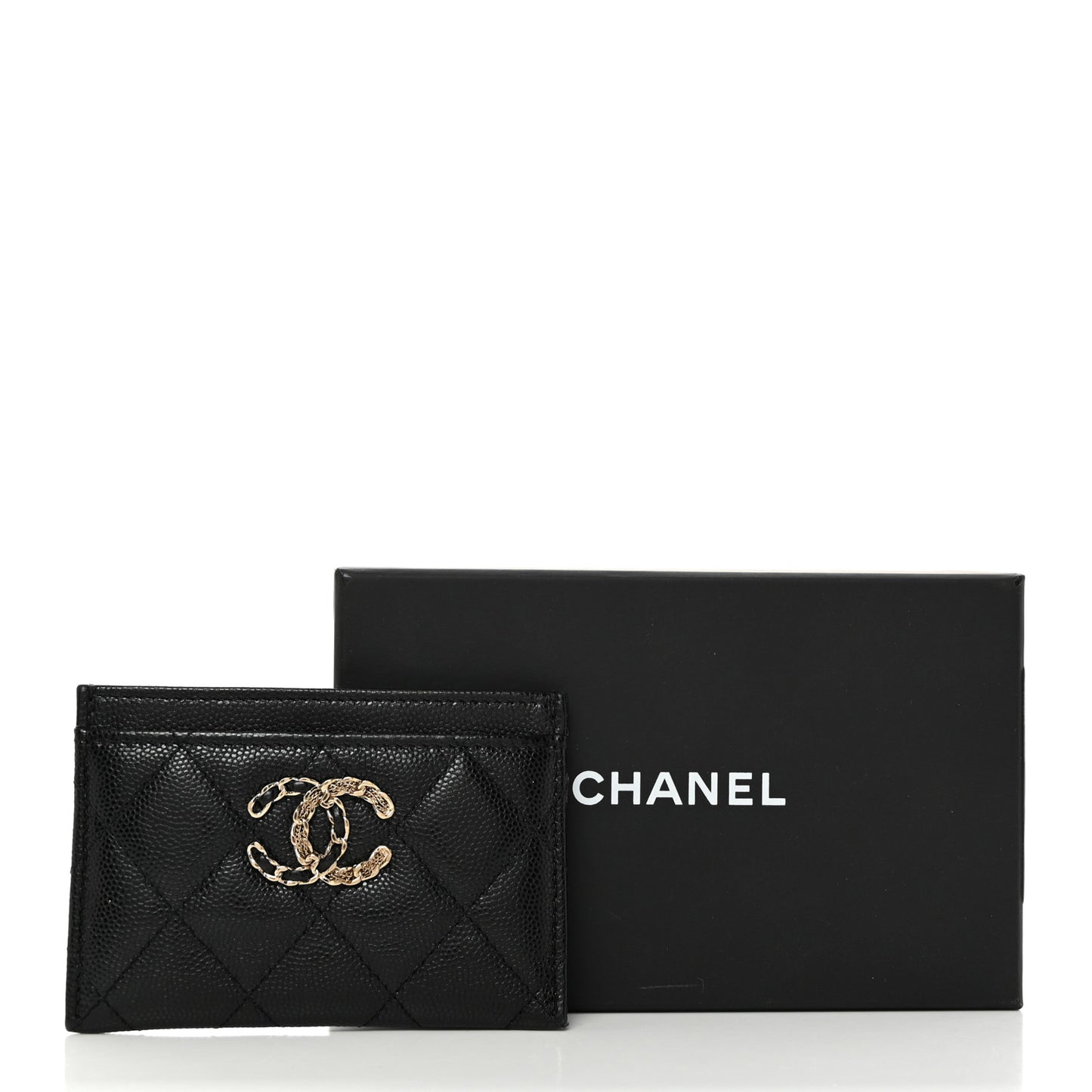 Caviar Quilted French New Wave Card Holder Black