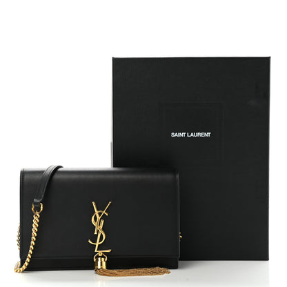 Saint Laurent Smooth Calfskin Classic Monogram Kate Tassel Chain Wallet Black 10 of 10