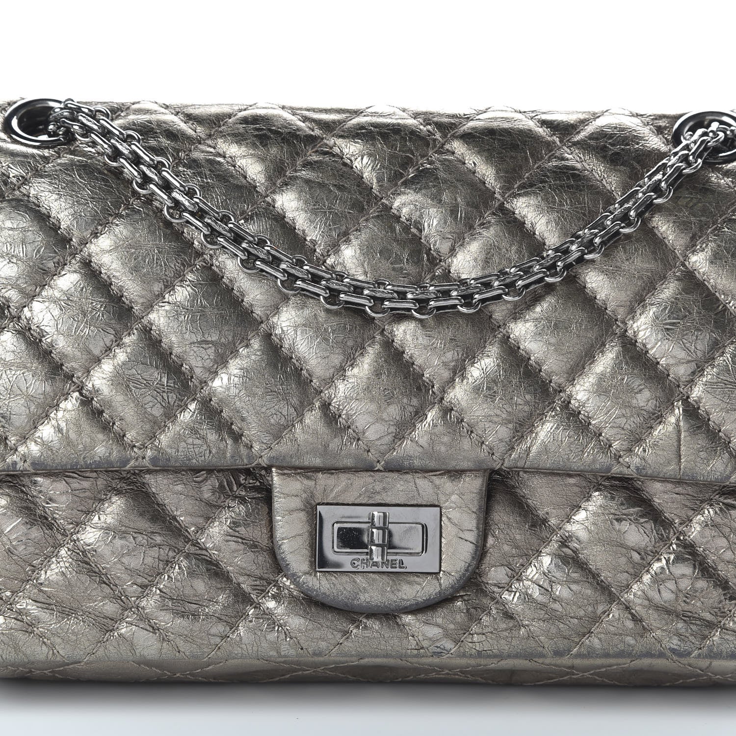 Chanel Metallic Aged Calfskin 2.55 Reissue 225 Flap Dark Silver 11 of 12